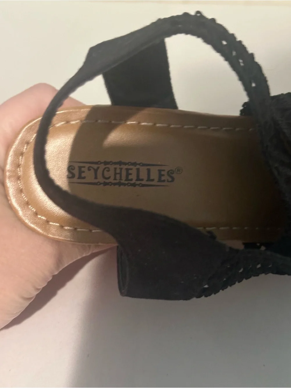 Seychelles Size 10 Black Crochet Cork Wedge Sandals